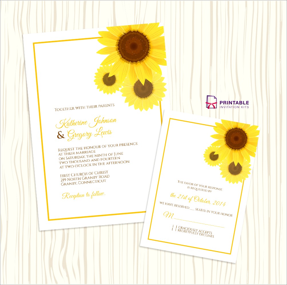 Free Sunflower Wedding Invitation Templates