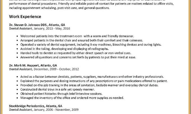 Functional Resume Examples Dental Assistant