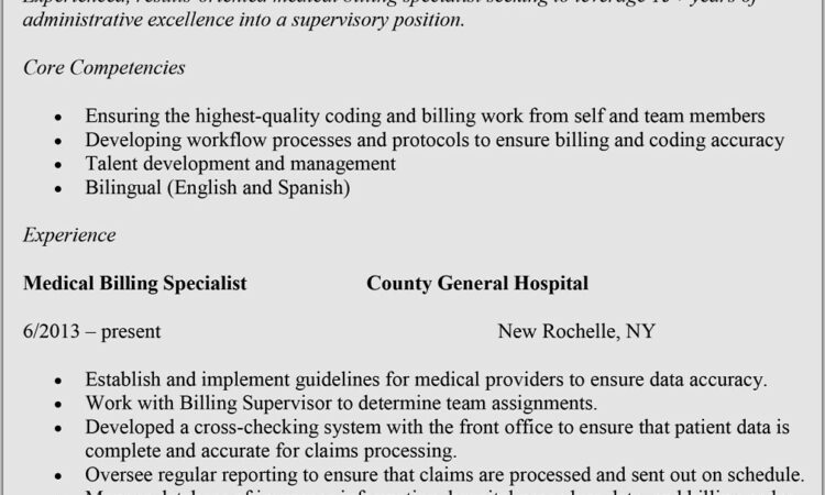 Functional Resume For Medical Billing And Coding