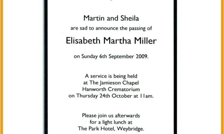 Funeral Mass Invitation Wording