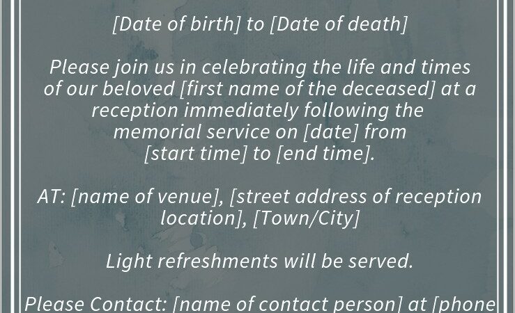 Funeral Reception Invitation Wording