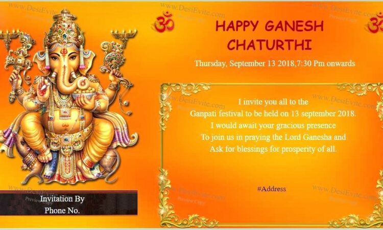 Ganesh Puja Invitation Card Design