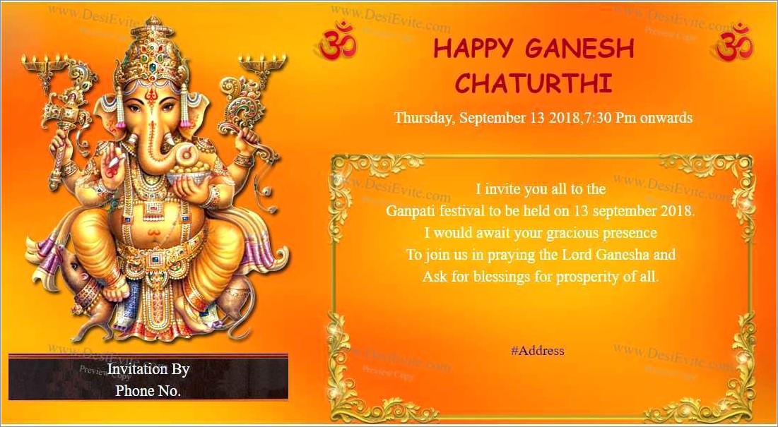 Ganesh Puja Invitation Card Design