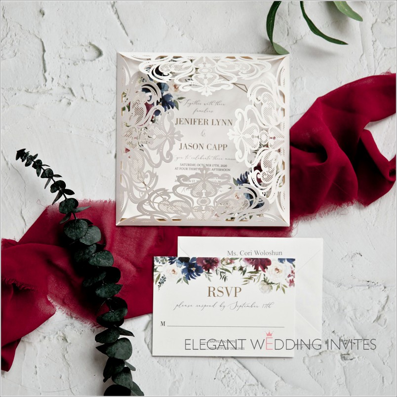 Geometric Floral Wedding Invitations