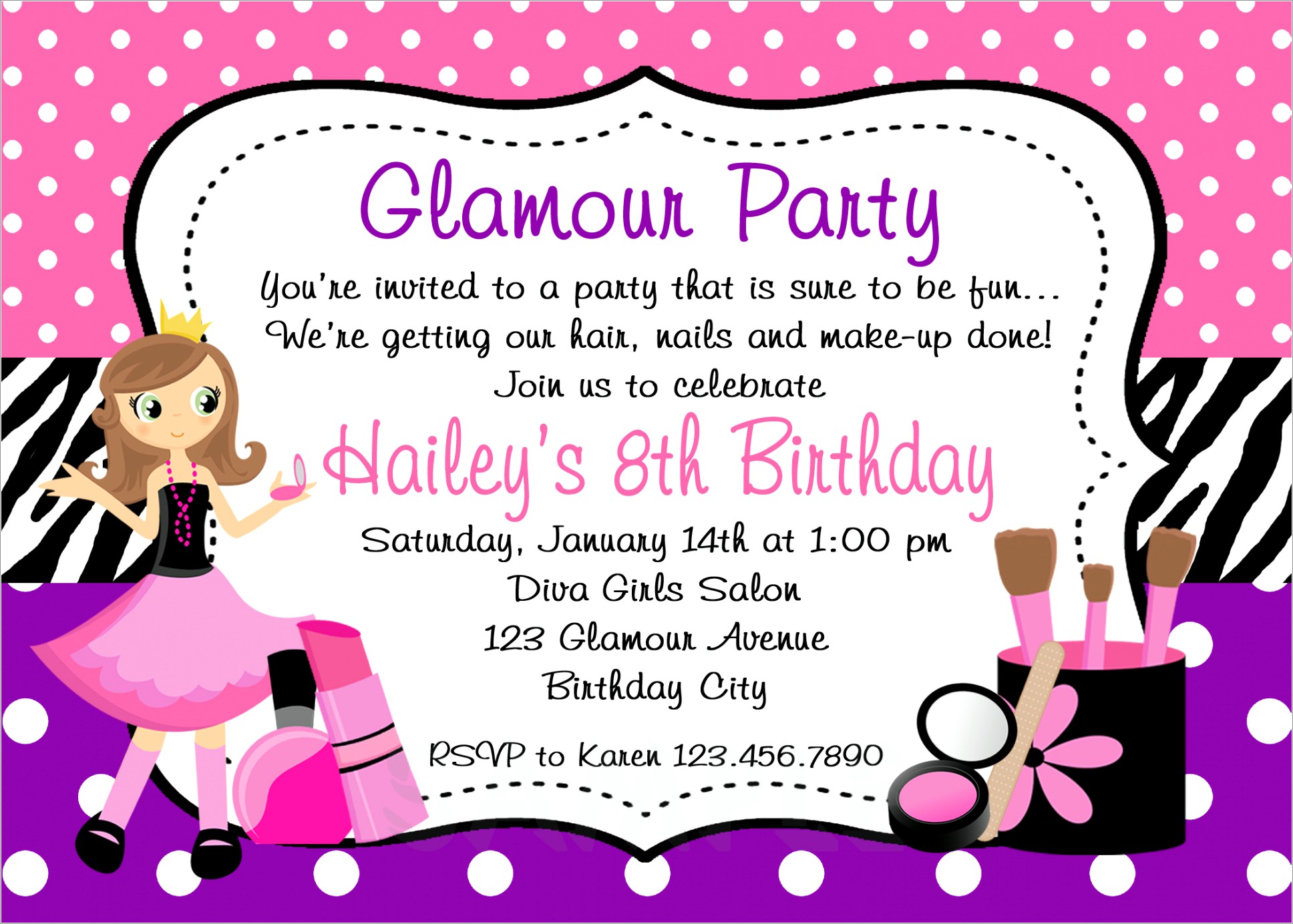 Girls Birthday Invitations Templates