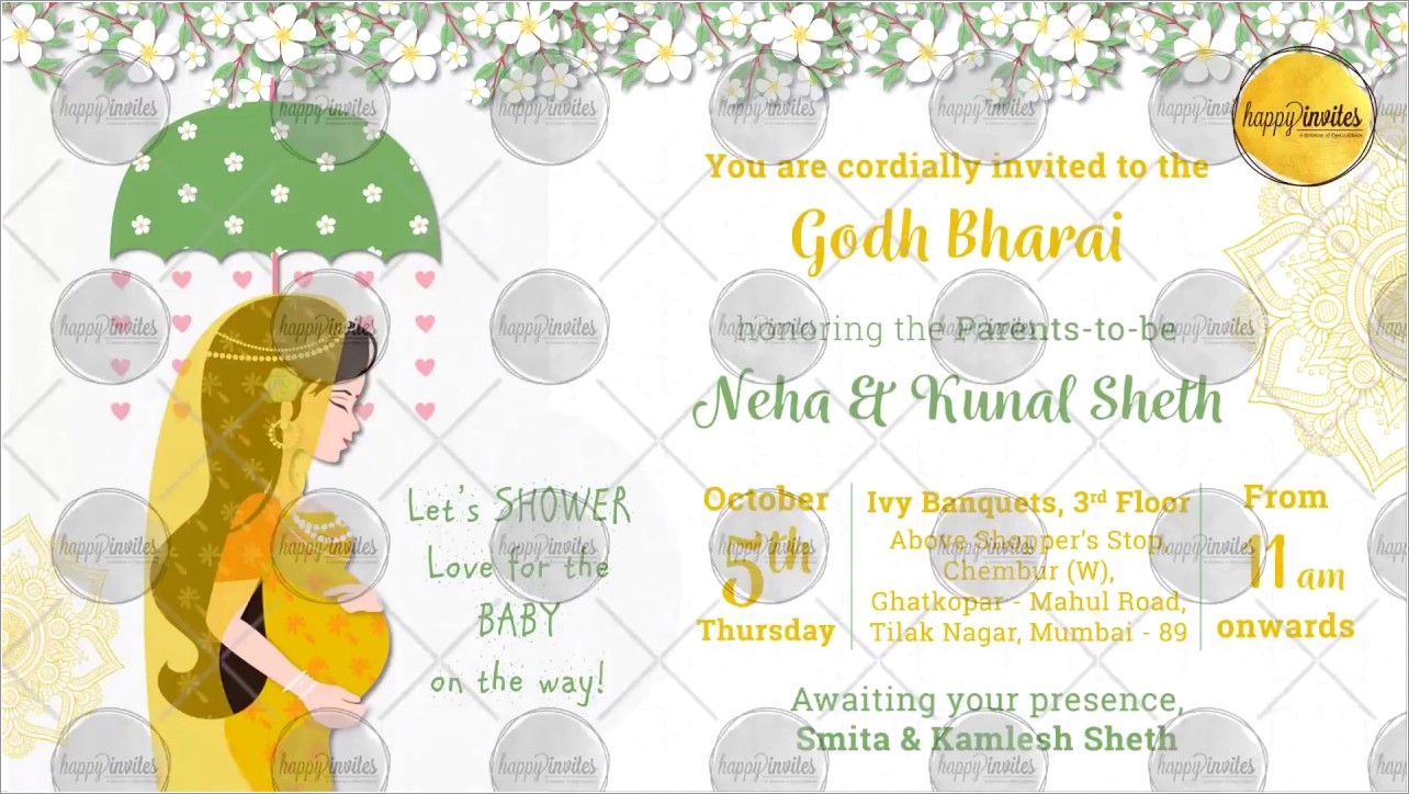Godh Bharai Invitation Card In Hindi