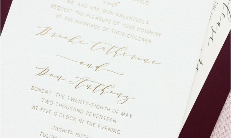 Gold And Burgundy Wedding Invitations