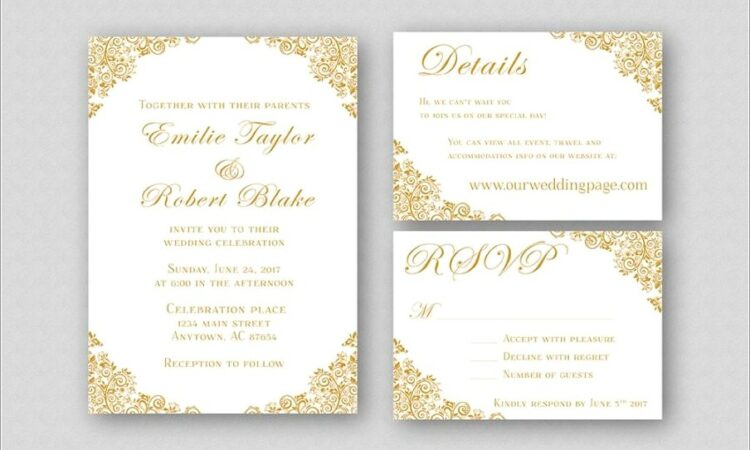 Gold Elegant Wedding Invitations