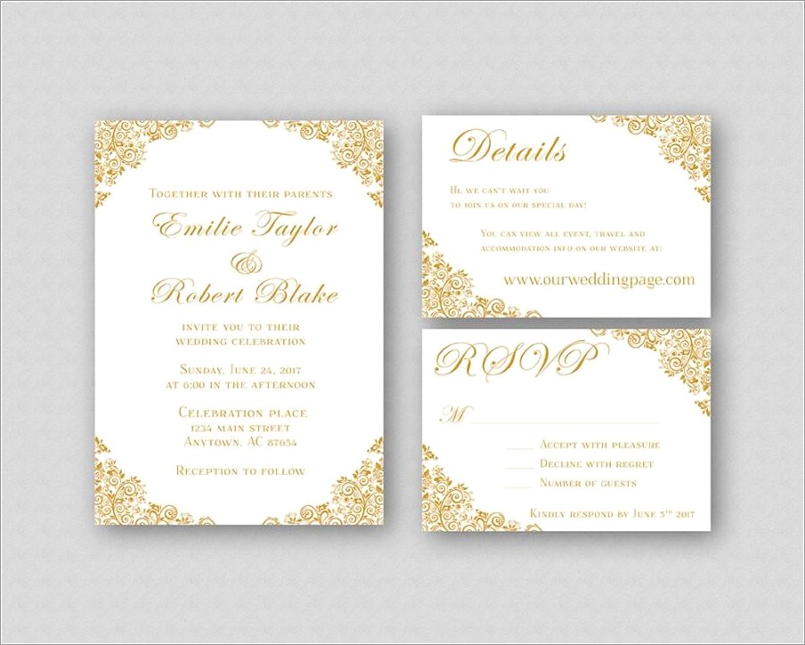 Gold Elegant Wedding Invitations