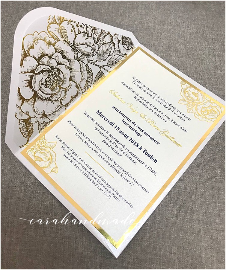 Gold Floral Wedding Invitations
