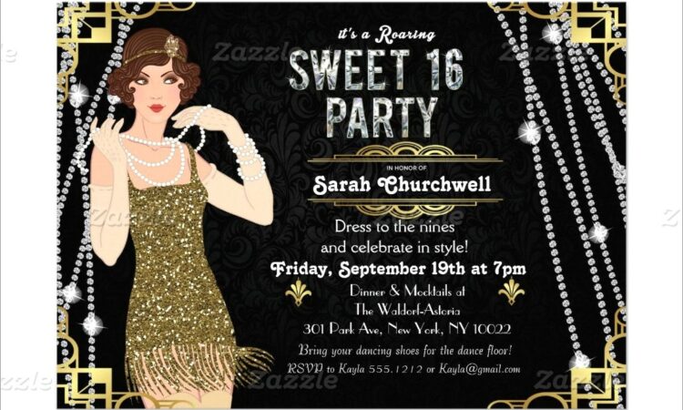 Great Gatsby Sweet 16 Invitations