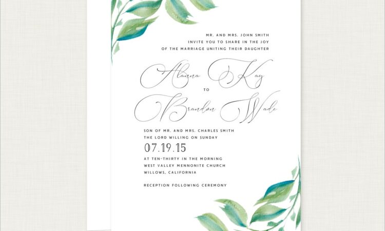 Green Leaf Wedding Invitations