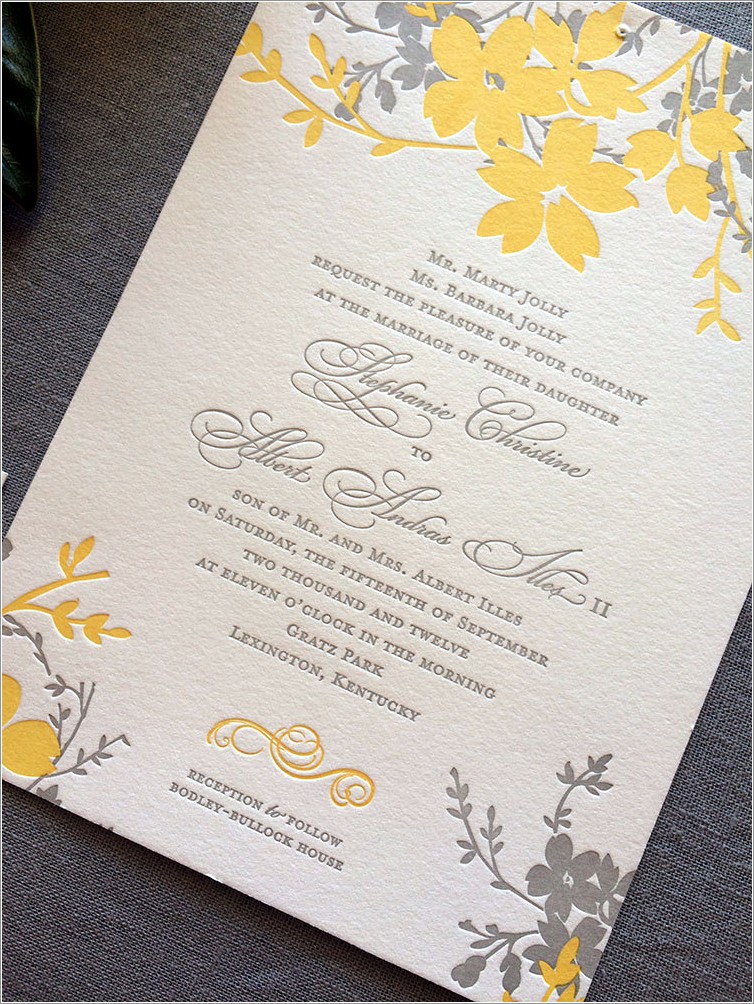 Grey And Yellow Wedding Invitations