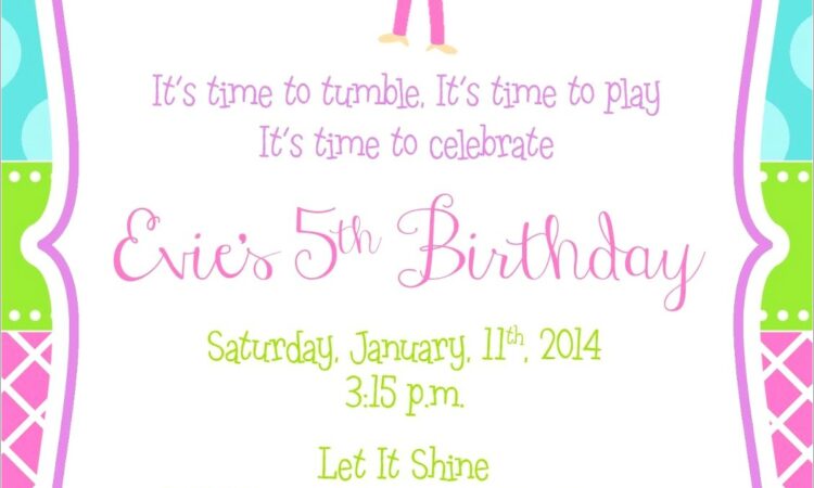 Gymnastic Birthday Invitations Free