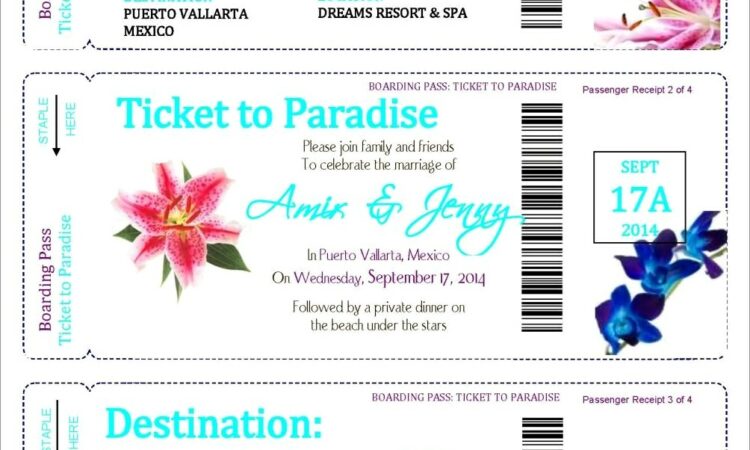 Hawaii Boarding Pass Wedding Invitations