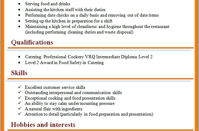 Head Chef Cv Template Uk