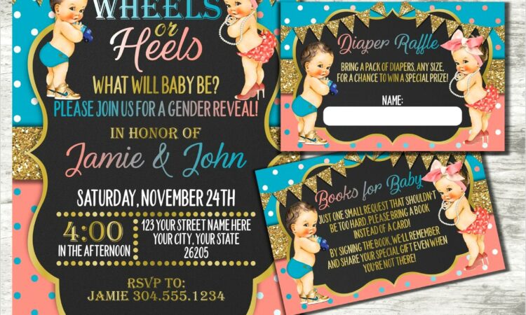 Heels Or Wheels Gender Reveal Invitations