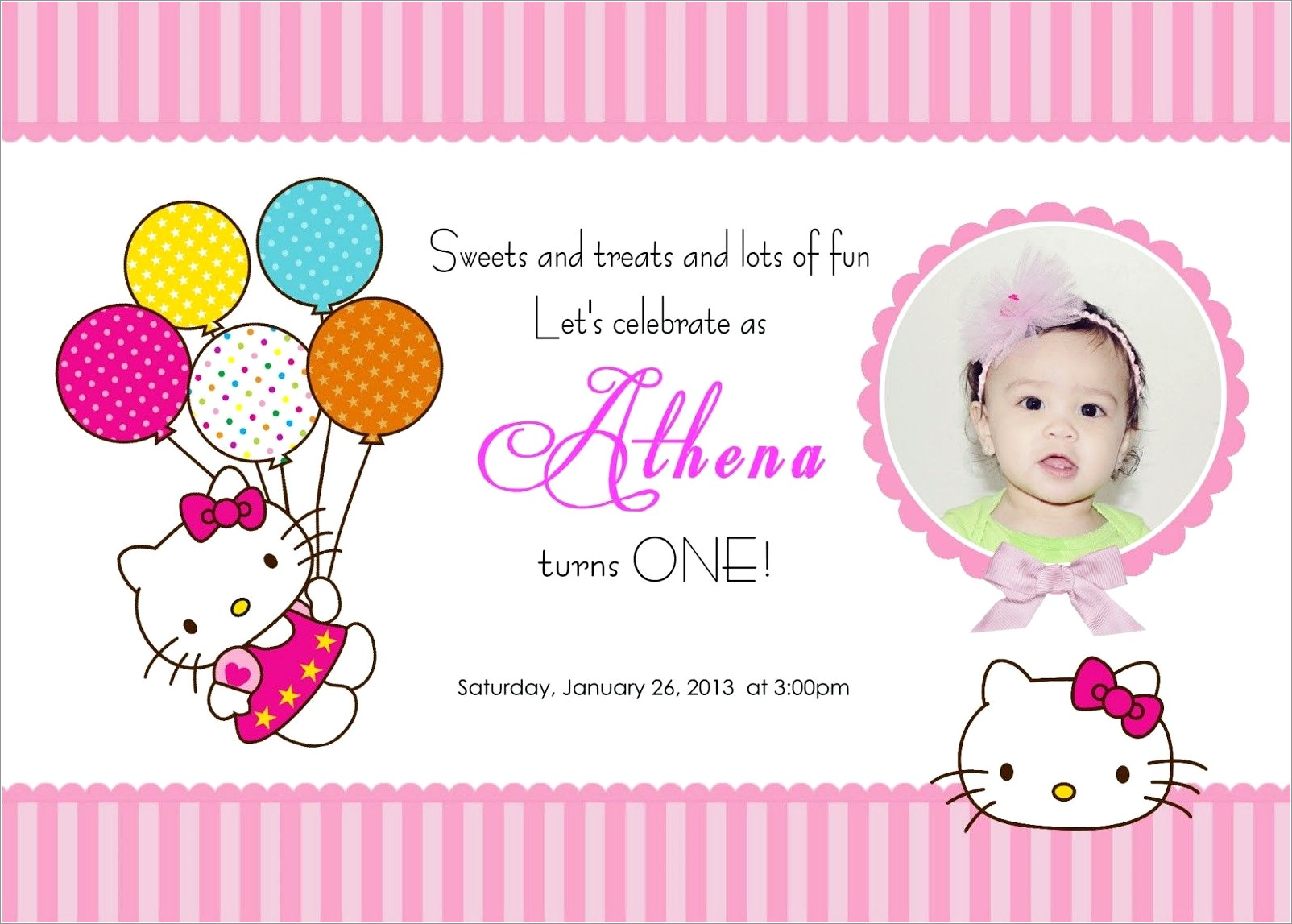 Hello Kitty Birthday Invitation Card Template Free
