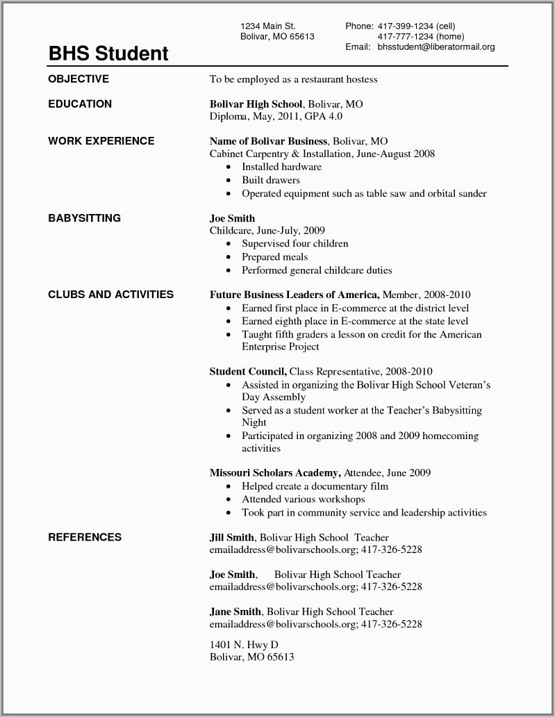 High School Resume Template