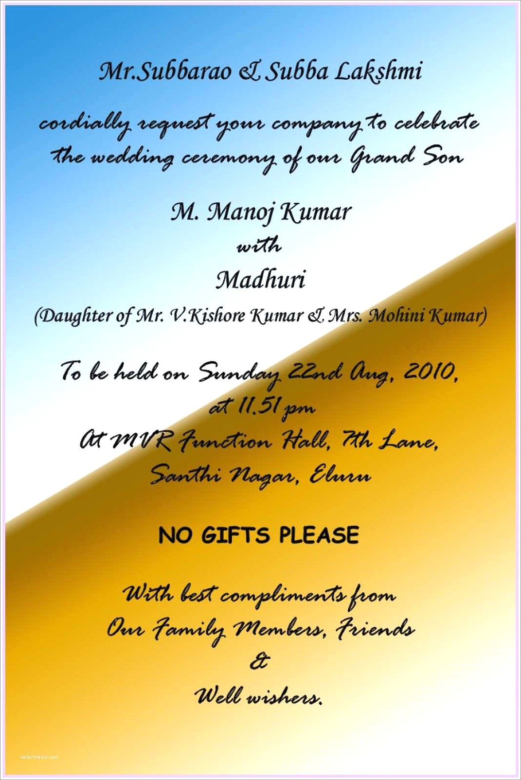 Hindu Indian Wedding Invitation Quotes For Friends