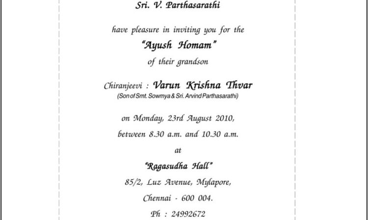 Hindu Wedding Invitation Wording Samples