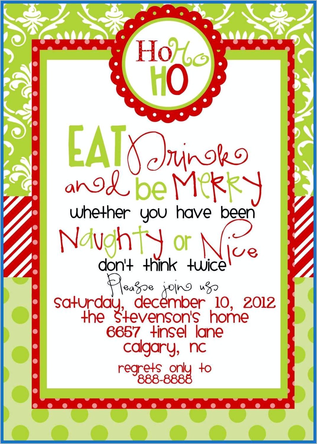 Holiday Invitation Template Free Word