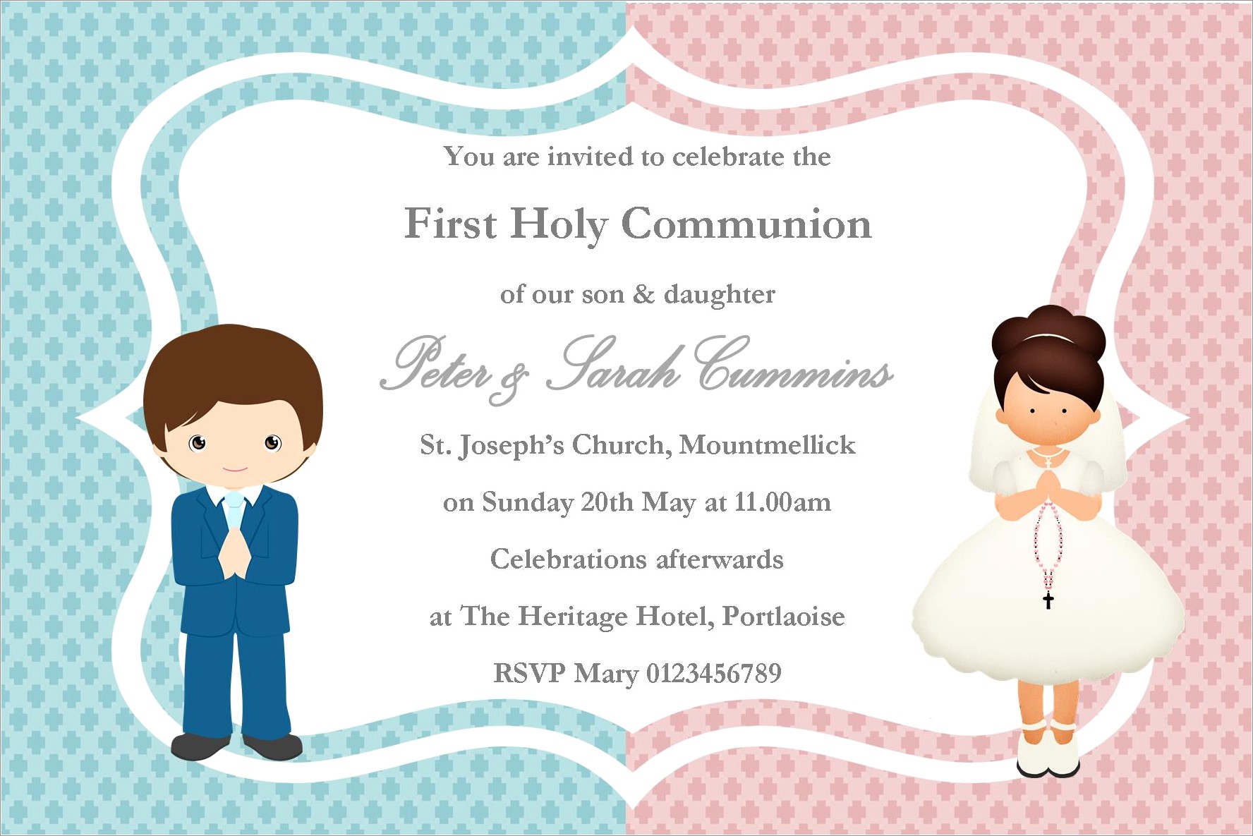 Holy Communion Invitations For Twins
