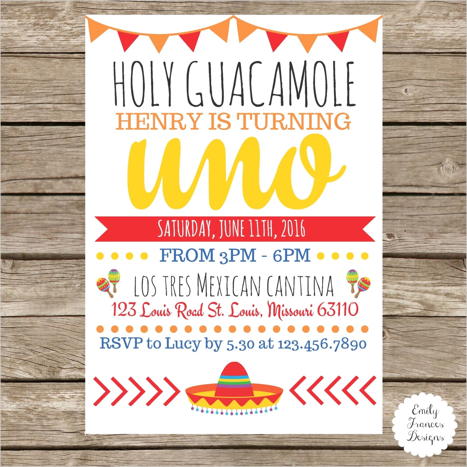 Holy Guacamole Birthday Invitation