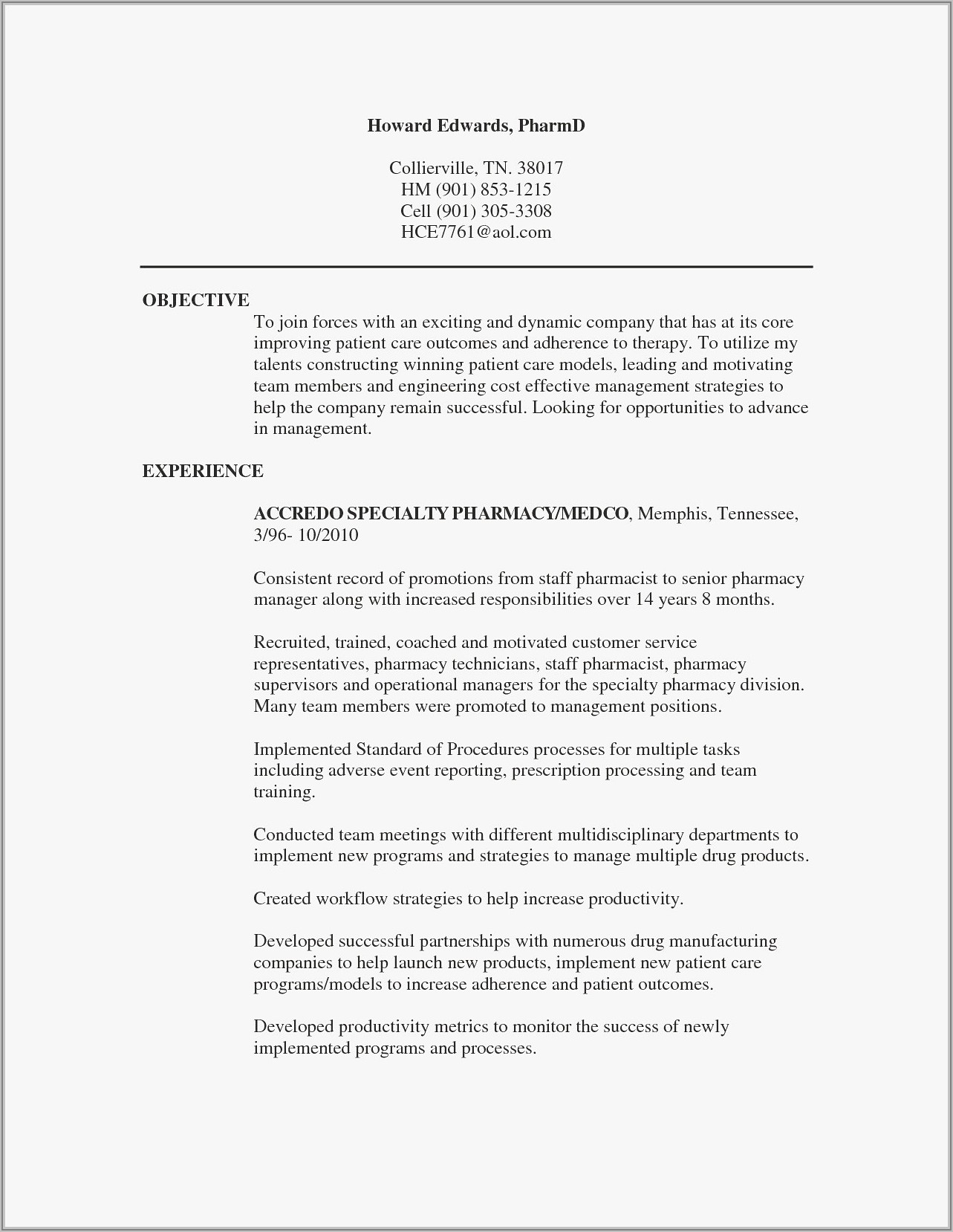 Hospital Pharmacy Technician Resume Template Free