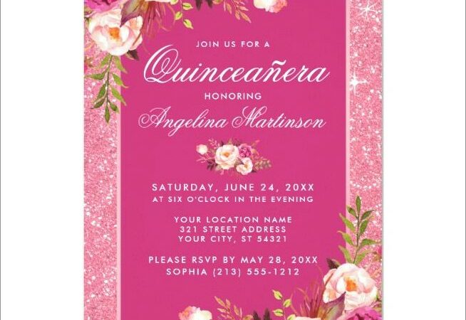 Hot Pink Quinceanera Invitations