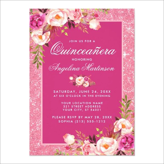 Hot Pink Quinceanera Invitations