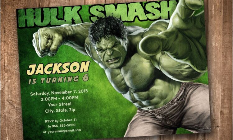 Hulk Smash Birthday Invitations