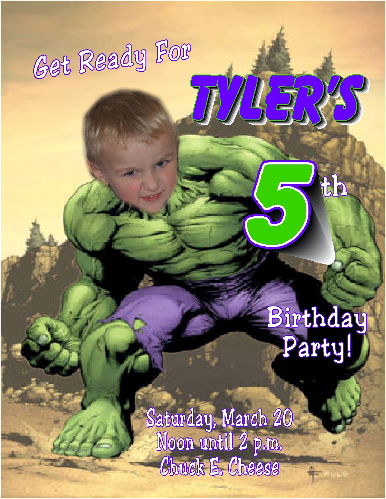 Incredible Hulk Birthday Invitations