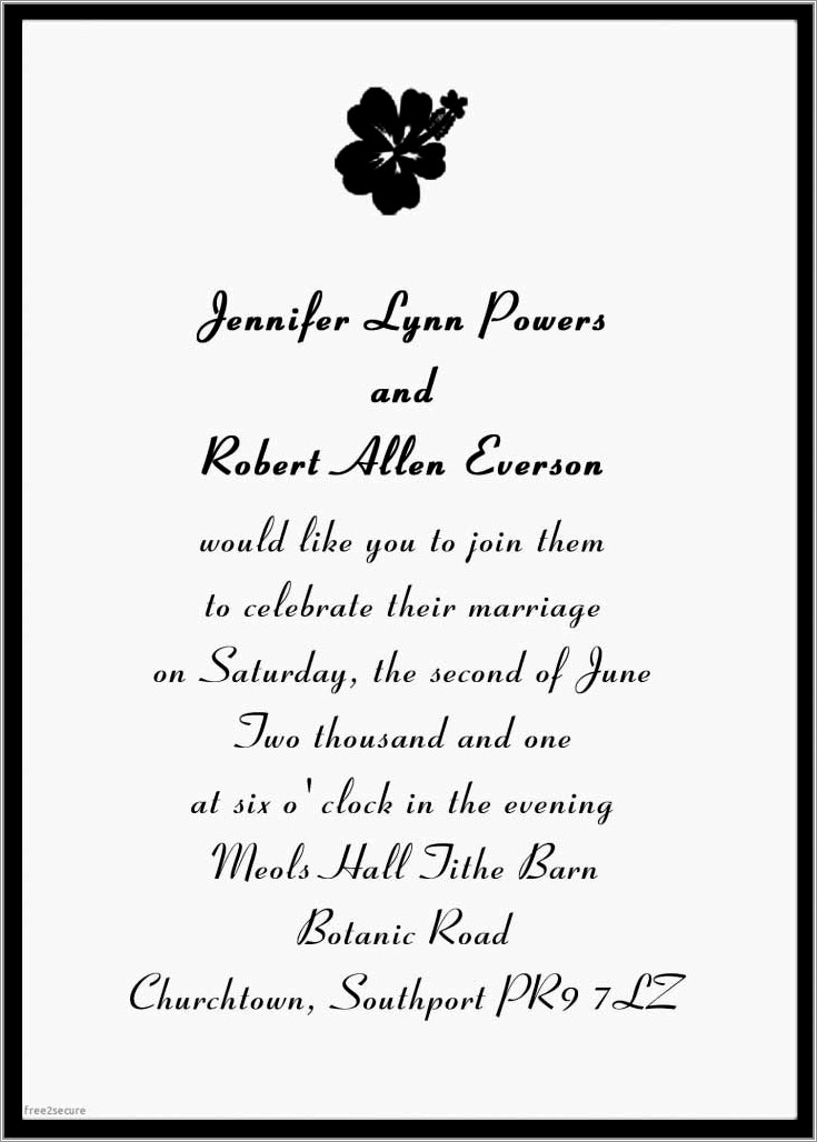 Informal Wedding Invitation Wording Etiquette