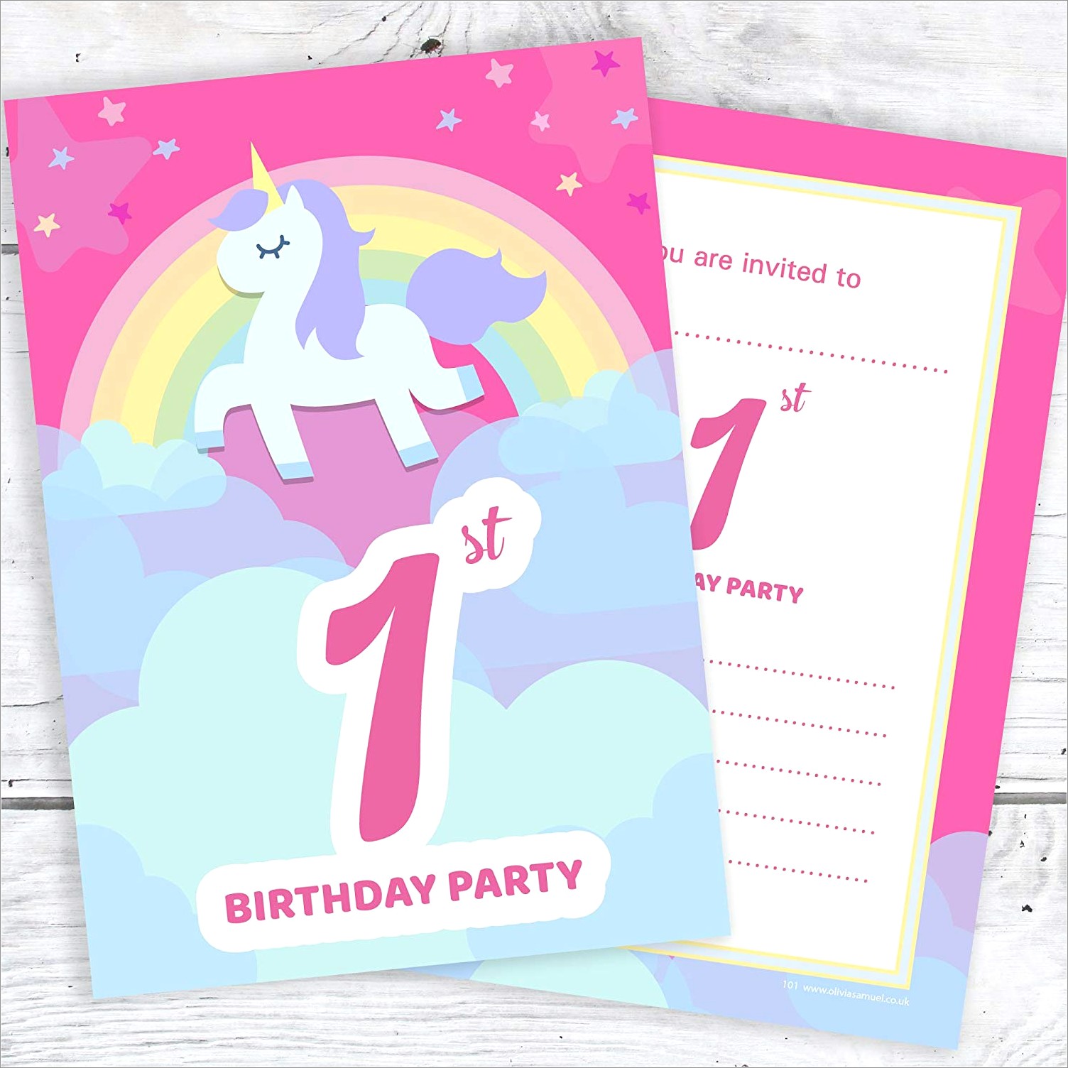 Invitation Card For 1st Birthday Unicorn
