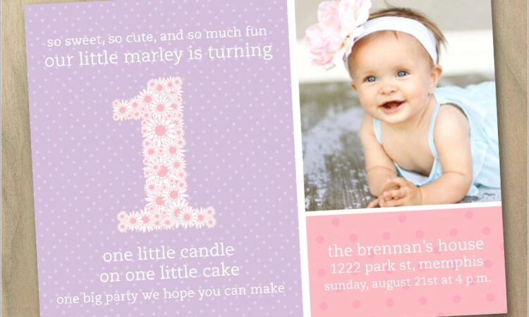 Invitation Layout For 1st Birthday Girl