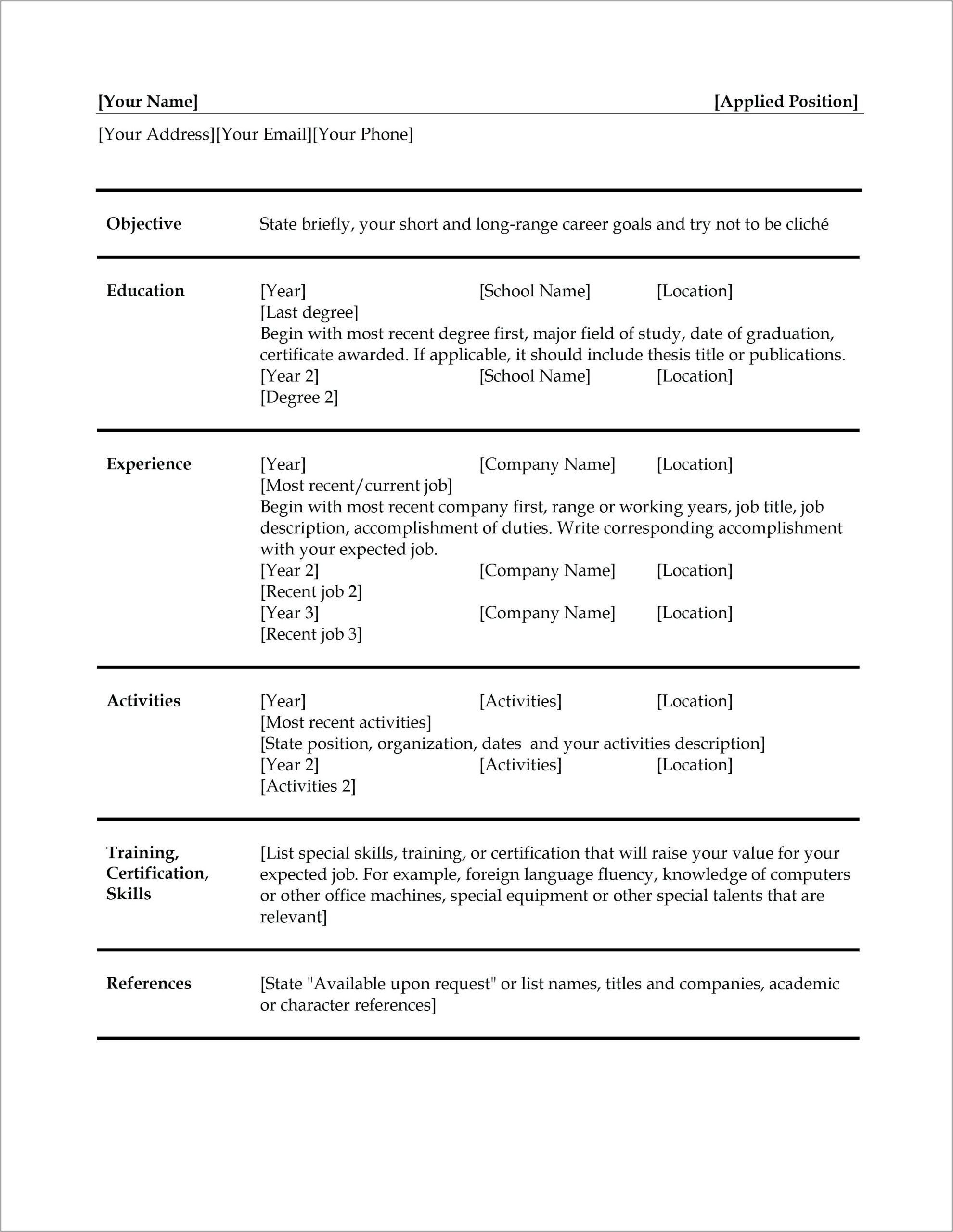 Iti Electrician Resume Format Download