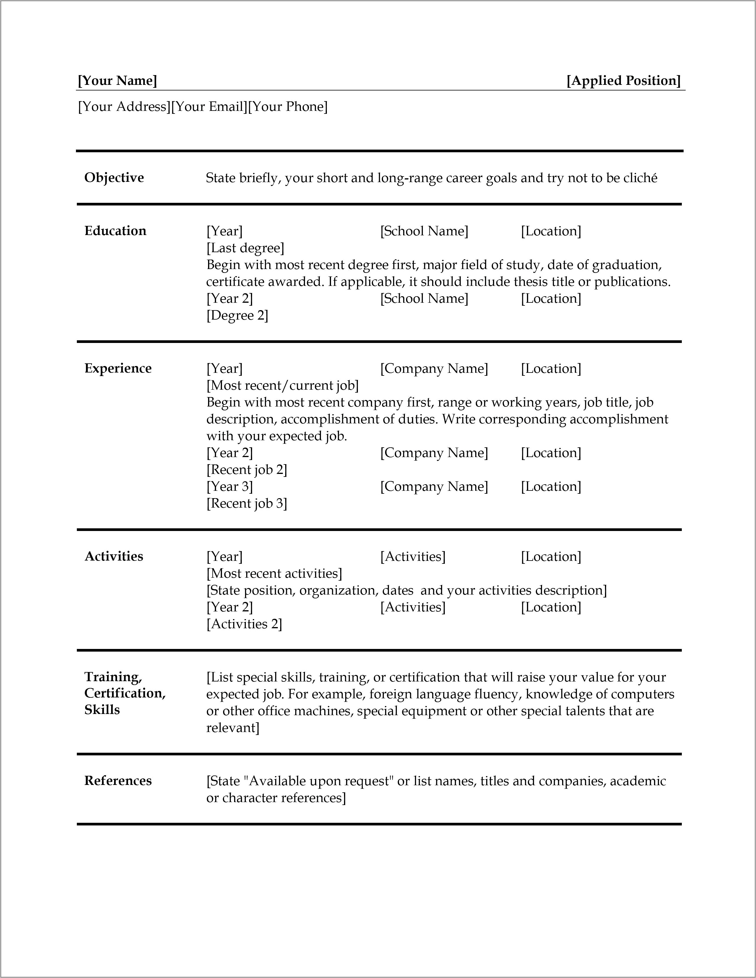 Iti Electrician Resume Format Download