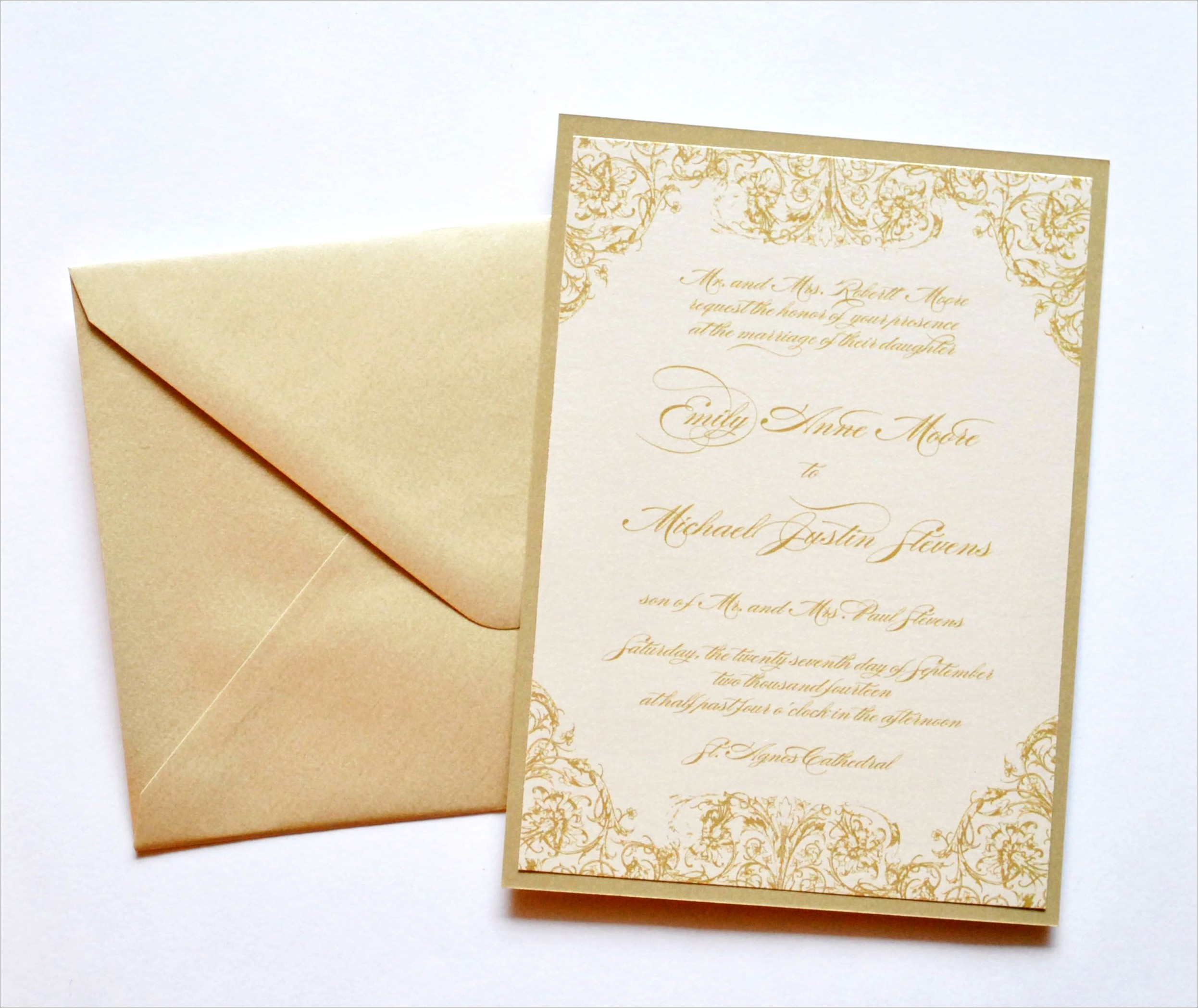 Ivory And Champagne Wedding Invitations