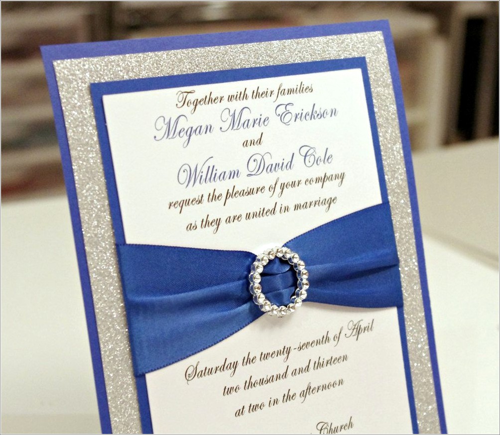 Ivory And Royal Blue Wedding Invitations