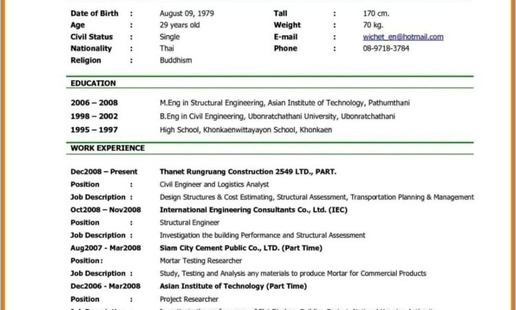 Job Resume Format Download Pdf