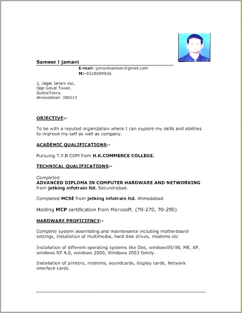 Job Resume Format Free Download