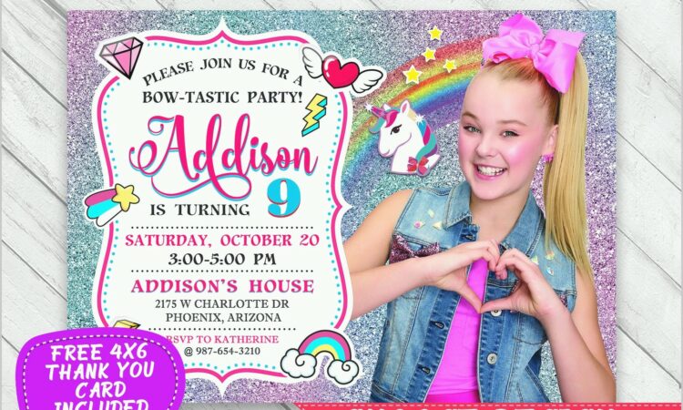 Jojo Siwa Blank Invitations