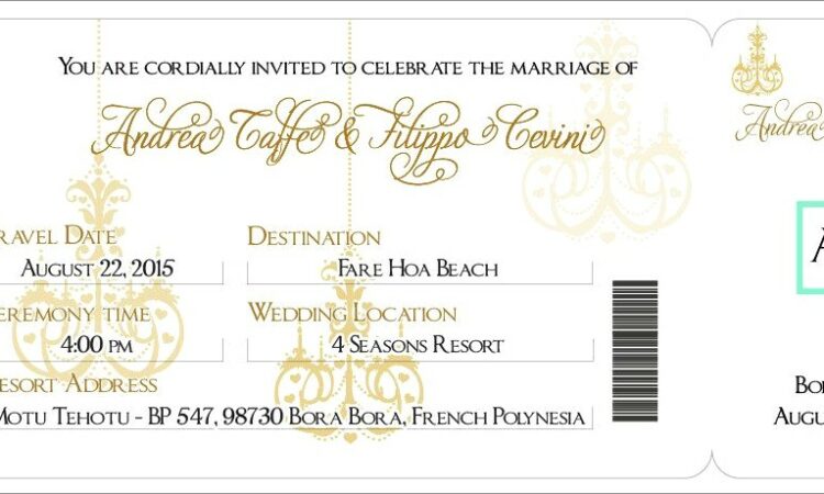 Las Vegas Boarding Pass Wedding Invitations