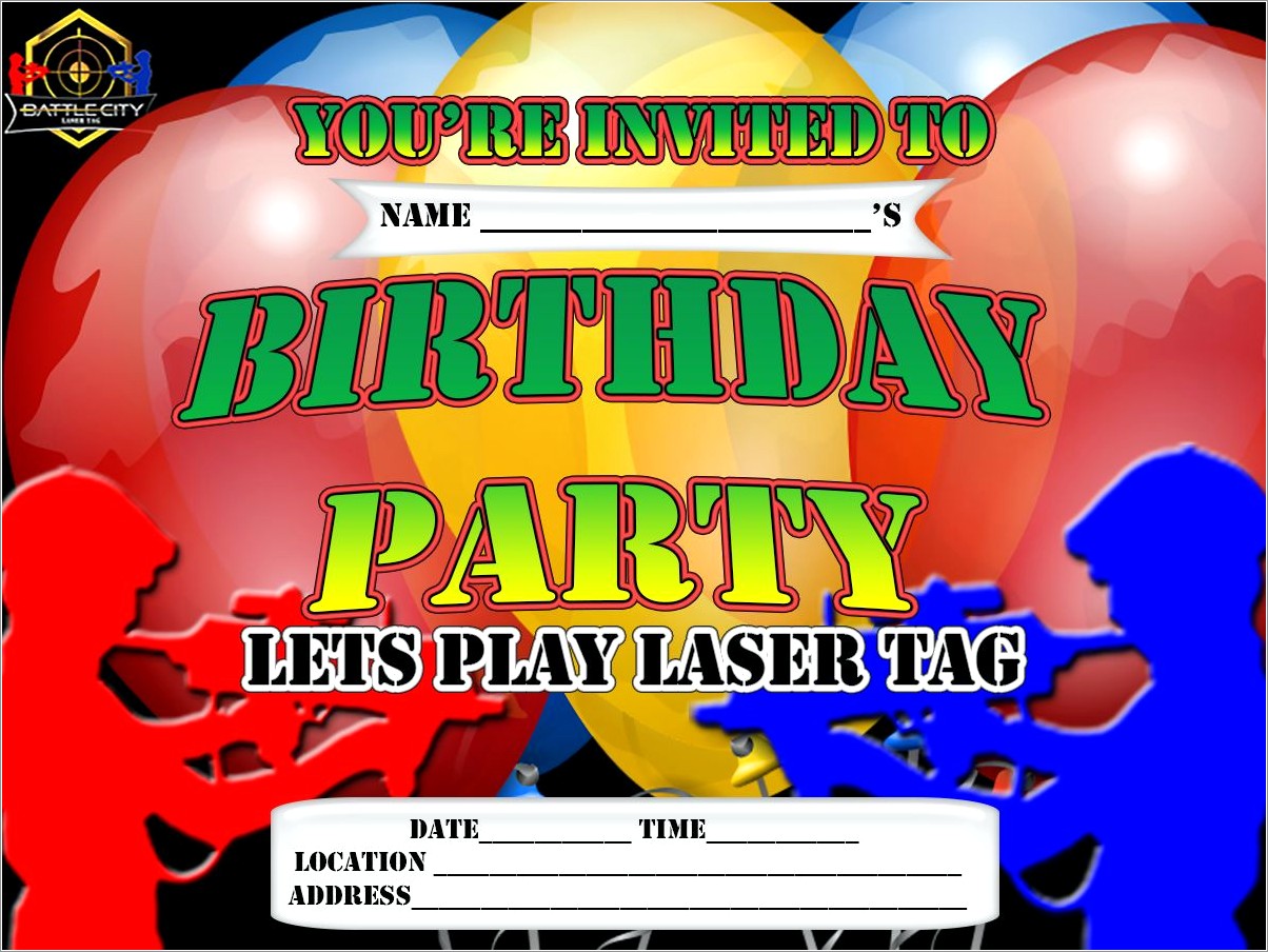 Laser Tag Birthday Invitations Free Printable