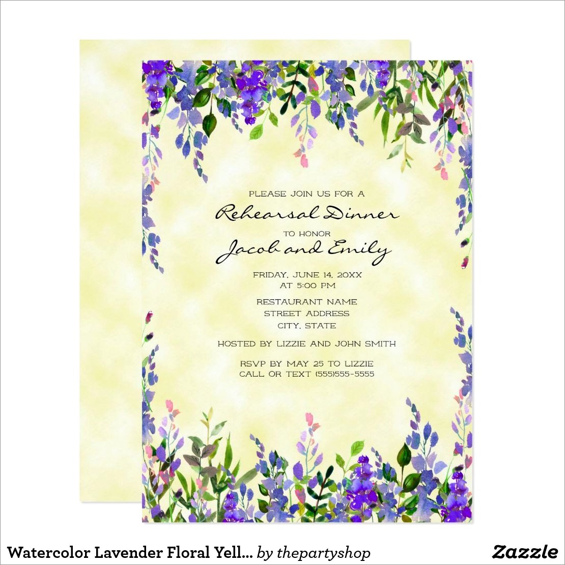 Lavender And Yellow Wedding Invitations