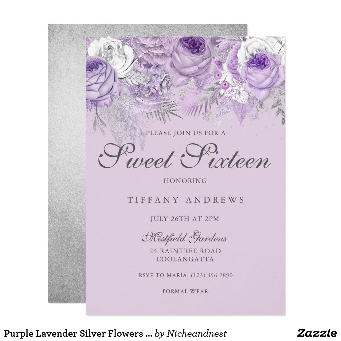 Lavender Sweet 16 Invitations