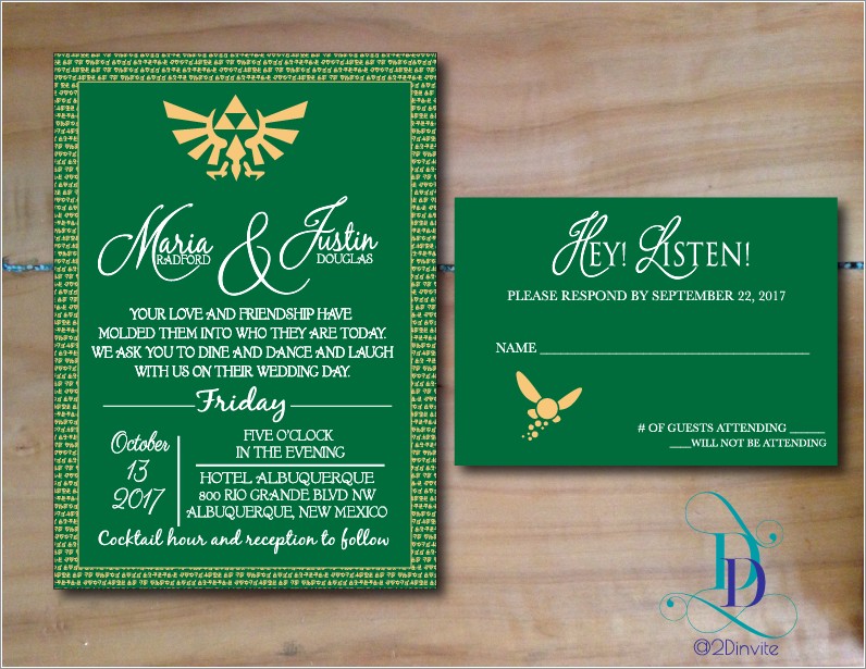 Legend Of Zelda Wedding Invitations