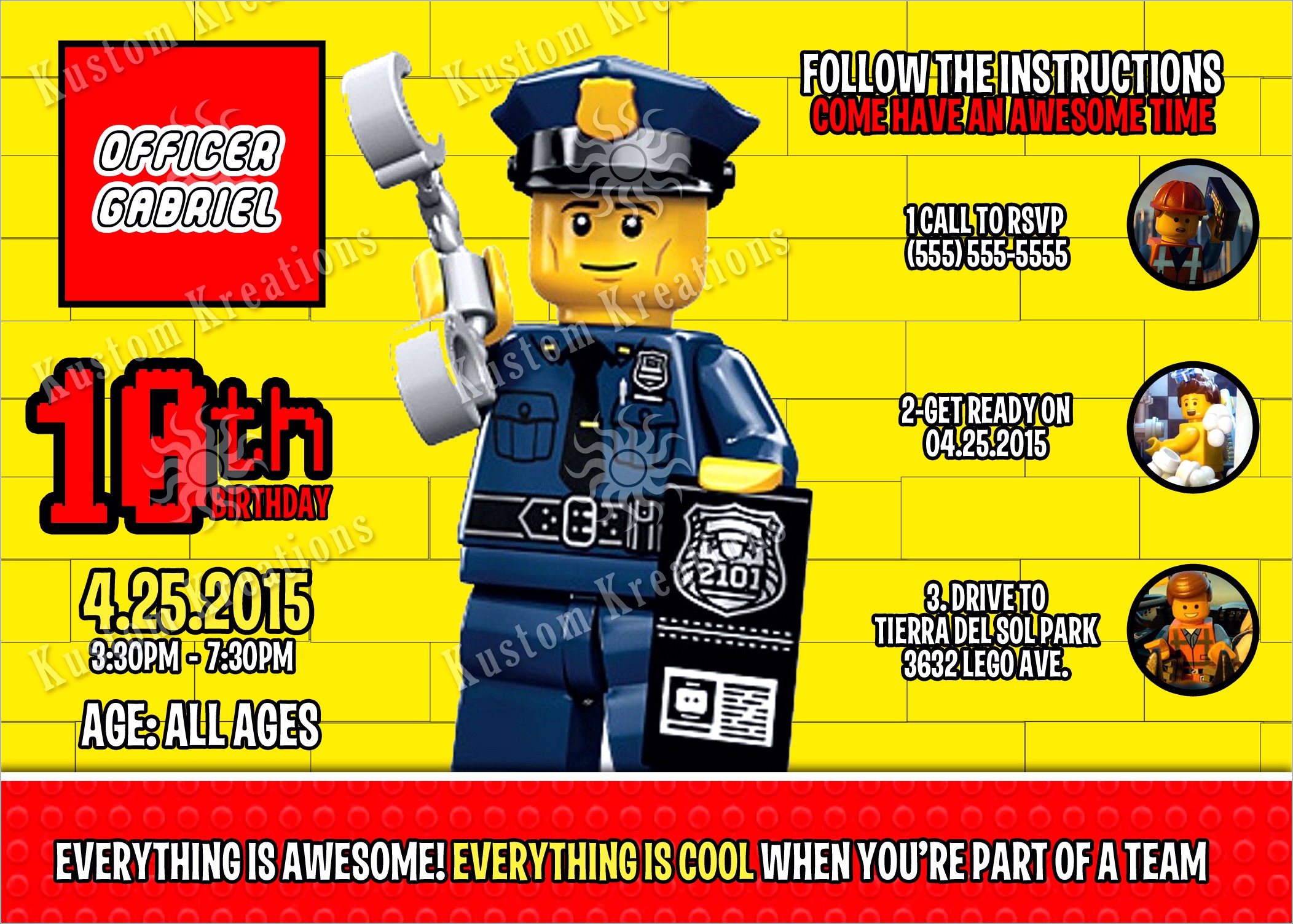 Lego City Birthday Invitation Template