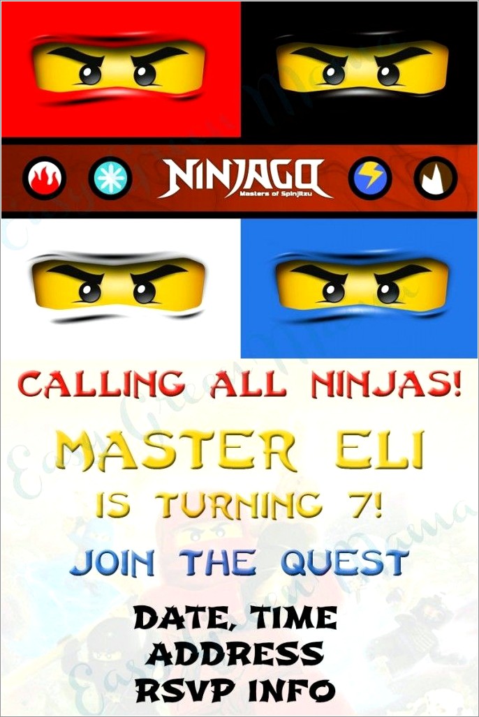 Lego Ninjago Birthday Invitations Free